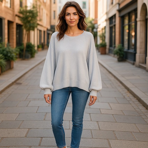 Vince Camuto Sweaters - Vince Camuto Sweater Top Womens XL‎ Frozen Blue Knit Pullover Oversized NWT NEW